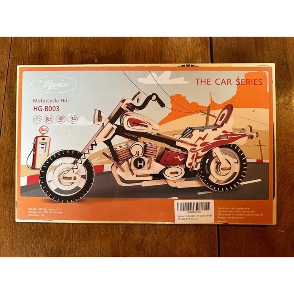 Maydear 3D Wooden Puzzles for Kids, Educational DIY Model Craft Kit- Motorcycle
